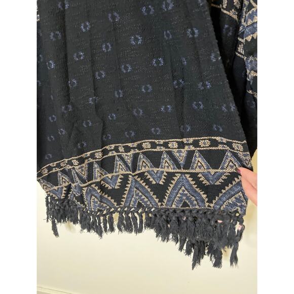 UO Urban Outfitters Ecote Bohemian Fringe Long Shawl Poncho Sweater - Picture 6 of 15